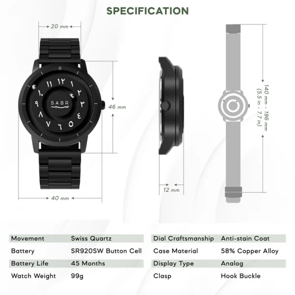 SABR Premium Black Stainless Steel Watch - প্রি-অর্ডার চলছে! - Image 5